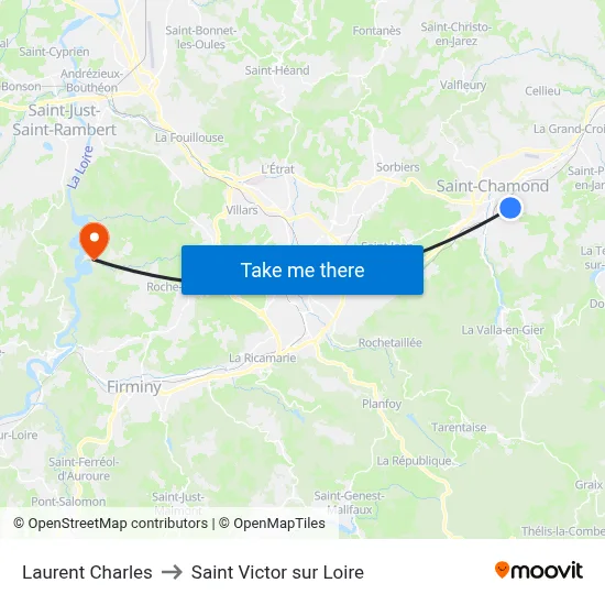 Laurent Charles to Saint Victor sur Loire map