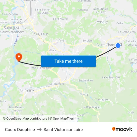Cours Dauphine to Saint Victor sur Loire map