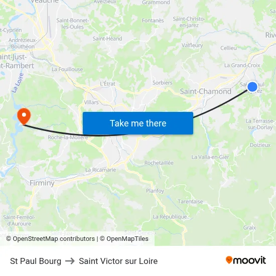 St Paul Bourg to Saint Victor sur Loire map