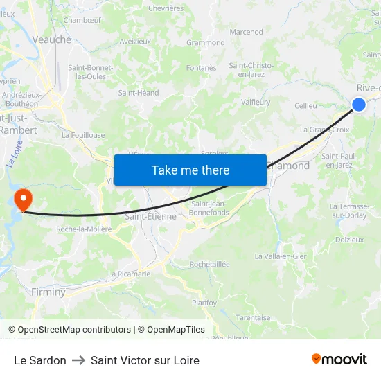 Le Sardon to Saint Victor sur Loire map