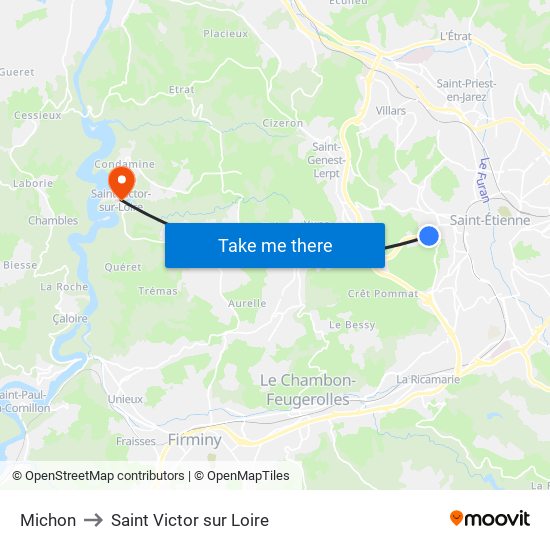 Michon to Saint Victor sur Loire map