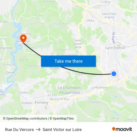 Rue Du Vercors to Saint Victor sur Loire map