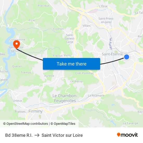 Bd 38eme R.I. to Saint Victor sur Loire map