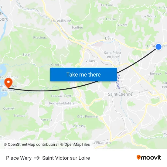 Place Wery to Saint Victor sur Loire map