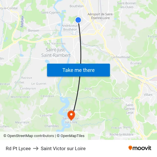 Rd Pt Lycee to Saint Victor sur Loire map