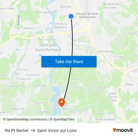 Rd Pt Berliet to Saint Victor sur Loire map