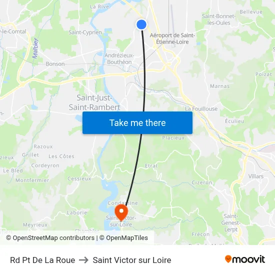 Rd Pt De La Roue to Saint Victor sur Loire map