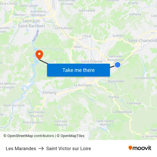 Les Marandes to Saint Victor sur Loire map