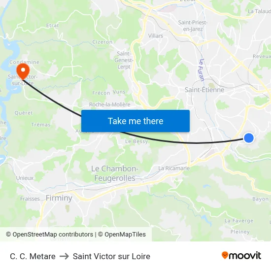 C. C. Metare to Saint Victor sur Loire map