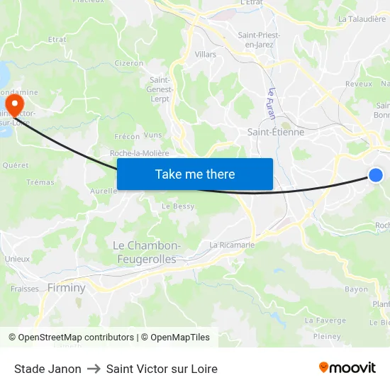 Stade Janon to Saint Victor sur Loire map