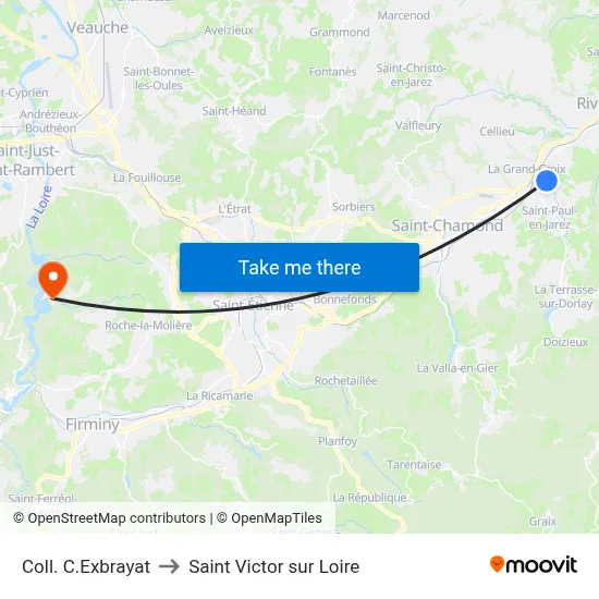 Coll. C.Exbrayat to Saint Victor sur Loire map