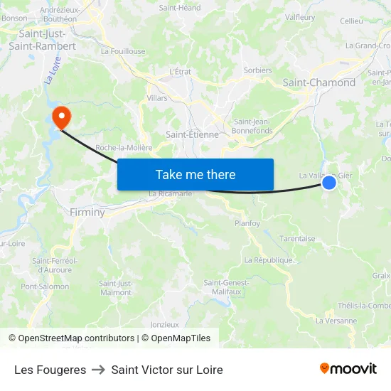 Les Fougeres to Saint Victor sur Loire map