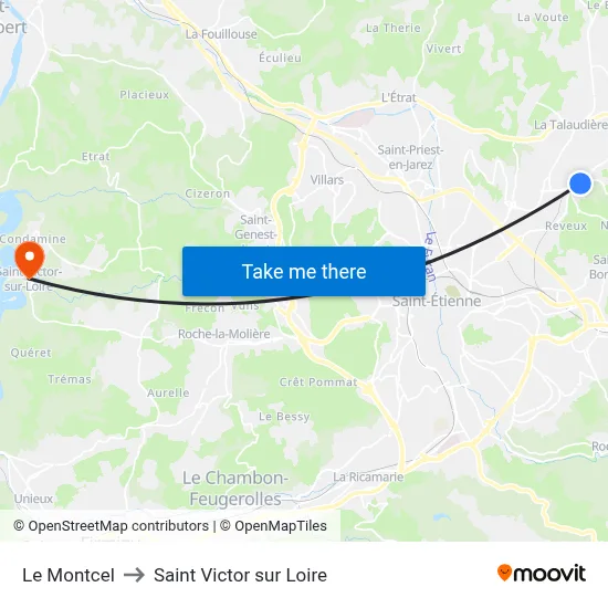 Le Montcel to Saint Victor sur Loire map
