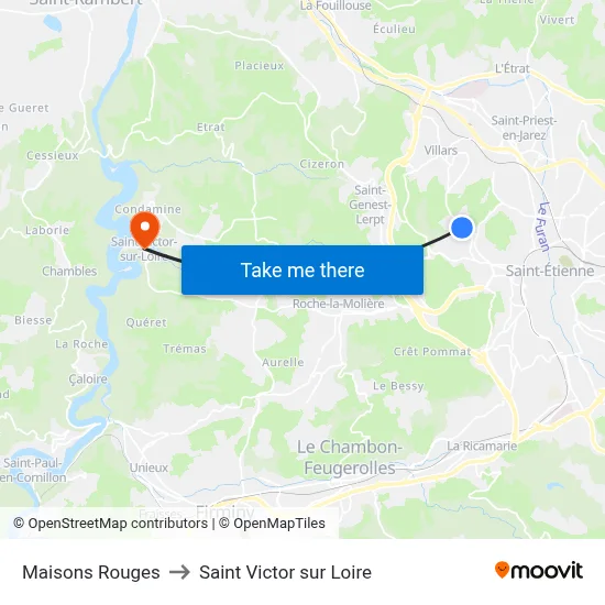 Maisons Rouges to Saint Victor sur Loire map