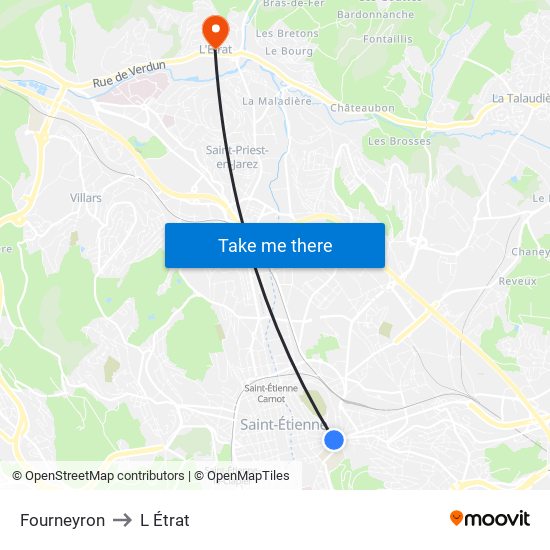Fourneyron to L Étrat map