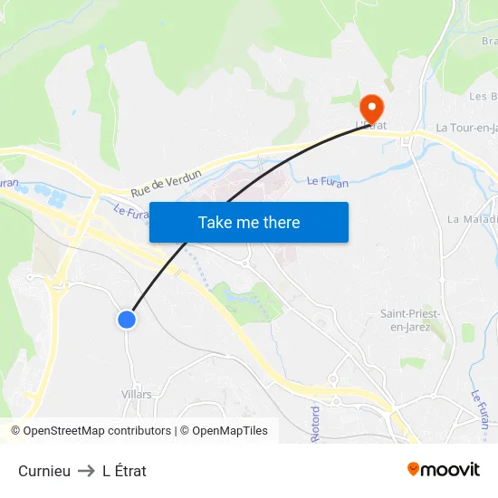 Curnieu to L Étrat map