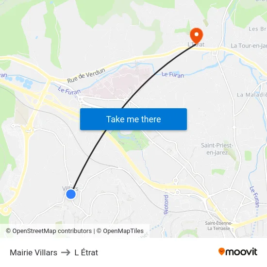 Mairie Villars to L Étrat map