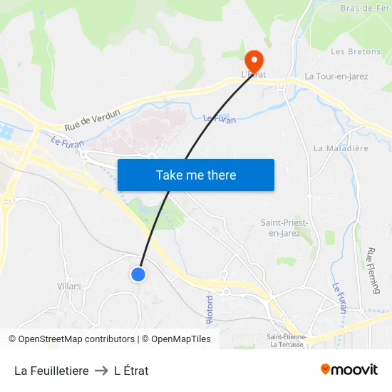 La Feuilletiere to L Étrat map