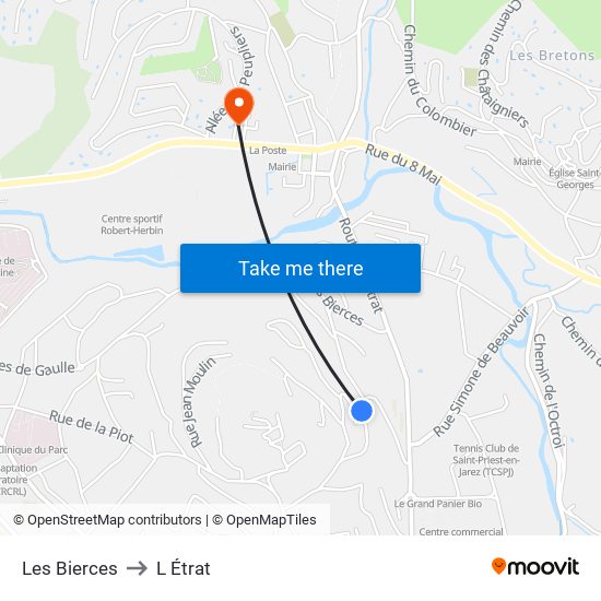 Les Bierces to L Étrat map
