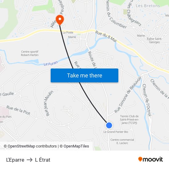 L'Eparre to L Étrat map