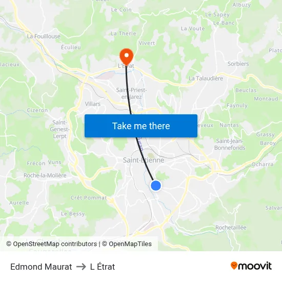 Edmond Maurat to L Étrat map
