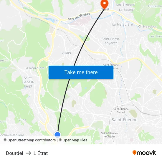 Dourdel to L Étrat map