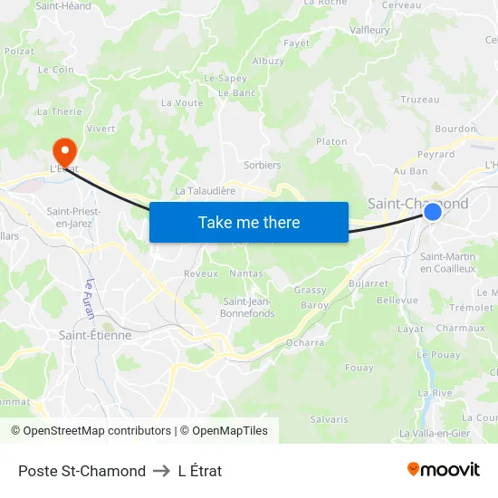 Poste St-Chamond to L Étrat map