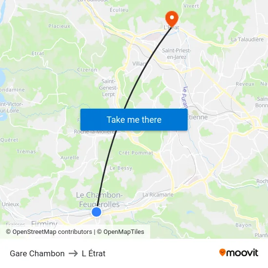 Gare Chambon to L Étrat map