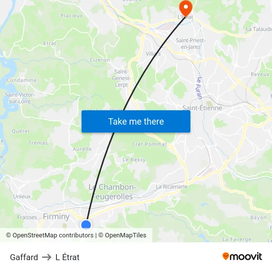 Gaffard to L Étrat map