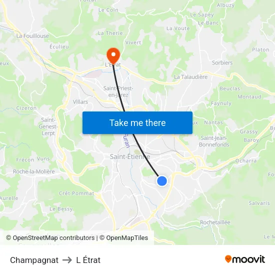 Champagnat to L Étrat map