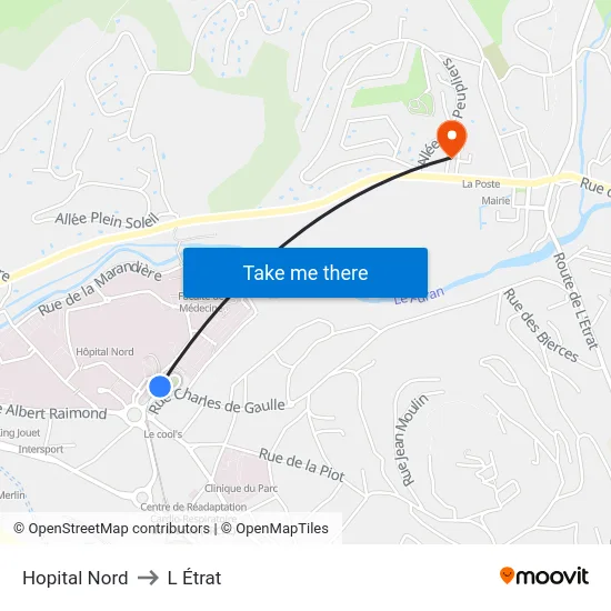 Hopital Nord to L Étrat map