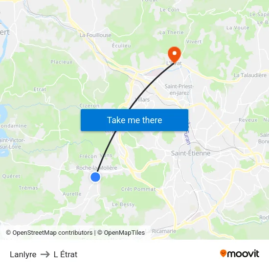 Lanlyre to L Étrat map