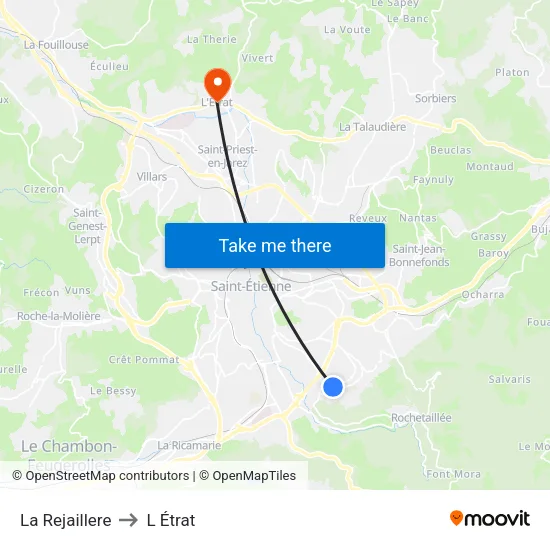 La Rejaillere to L Étrat map