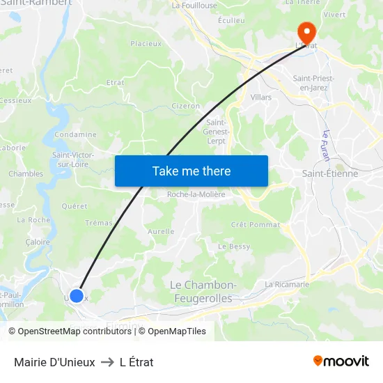Mairie D'Unieux to L Étrat map