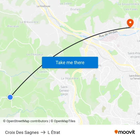 Croix Des Sagnes to L Étrat map