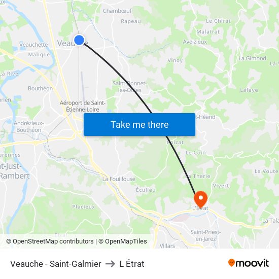 Veauche - Saint-Galmier to L Étrat map