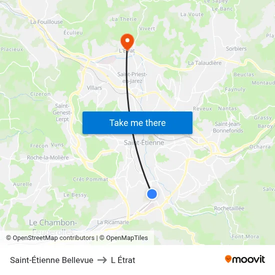 Saint-Étienne Bellevue to L Étrat map
