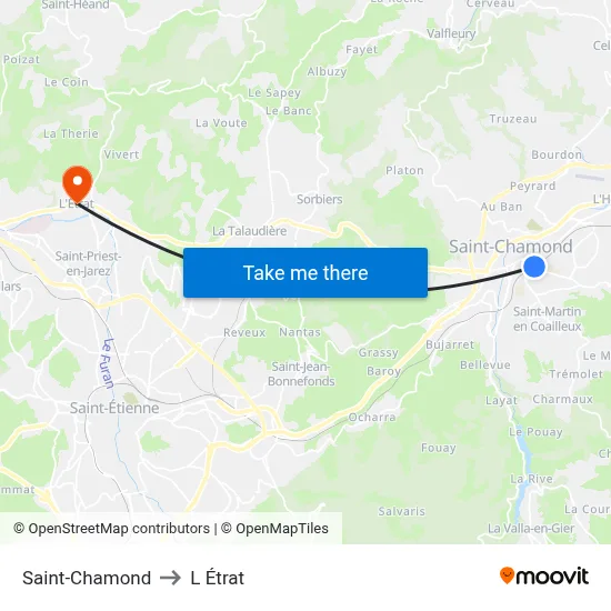 Saint-Chamond to L Étrat map