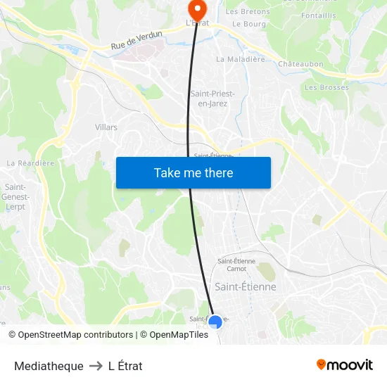 Mediatheque to L Étrat map