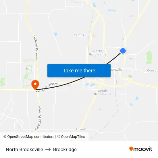 North Brooksville to Brookridge map