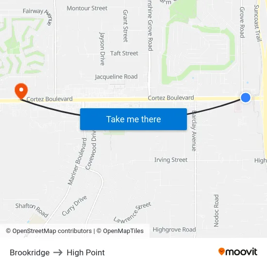 Brookridge to High Point map