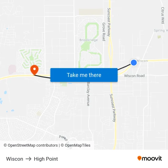 Wiscon to High Point map