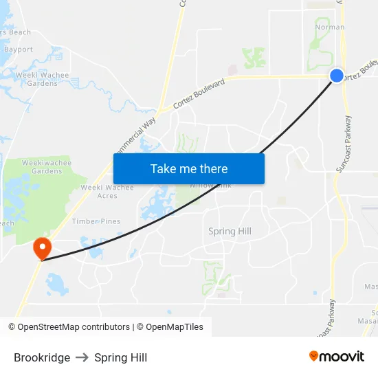 Brookridge to Spring Hill map