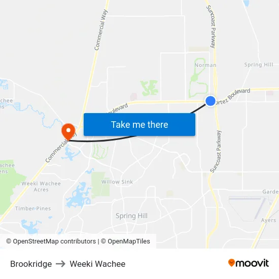 Brookridge to Weeki Wachee map