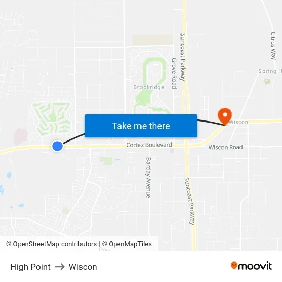 High Point to Wiscon map