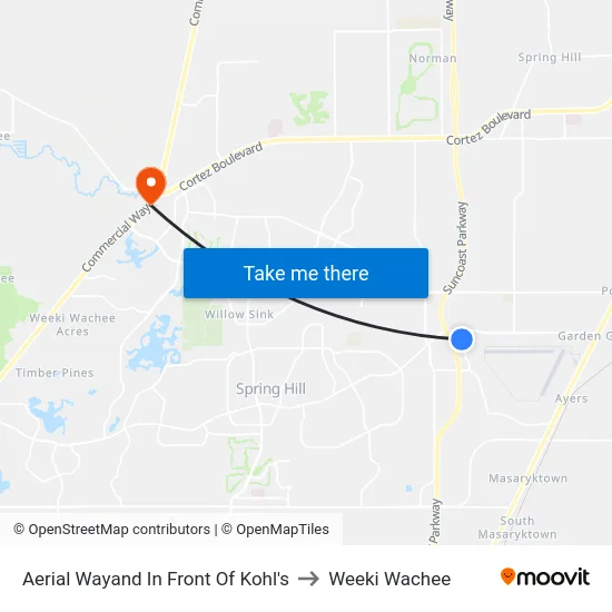 Aerial Wayand In Front Of Kohl's to Weeki Wachee map