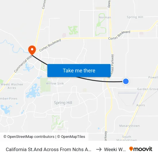California St.And Across From Nchs And Chacachatti Es to Weeki Wachee map