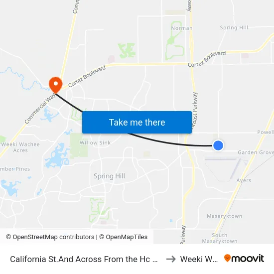 California St.And Across From the Hc School Bus Depot to Weeki Wachee map