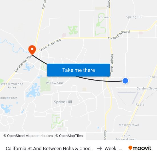 California St.And Between Nchs & Chocachatti Es Entrances to Weeki Wachee map