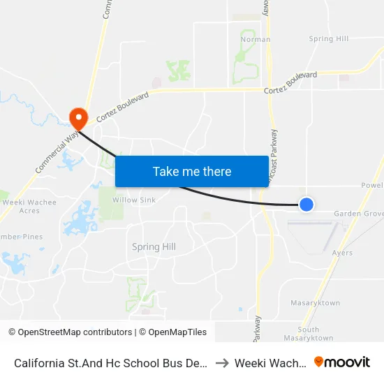 California St.And Hc School Bus Depot to Weeki Wachee map